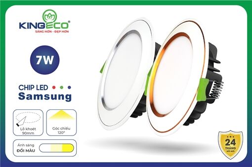 Đèn Led Âm Trần Mặt Cong Đổi Màu 7W/90 1