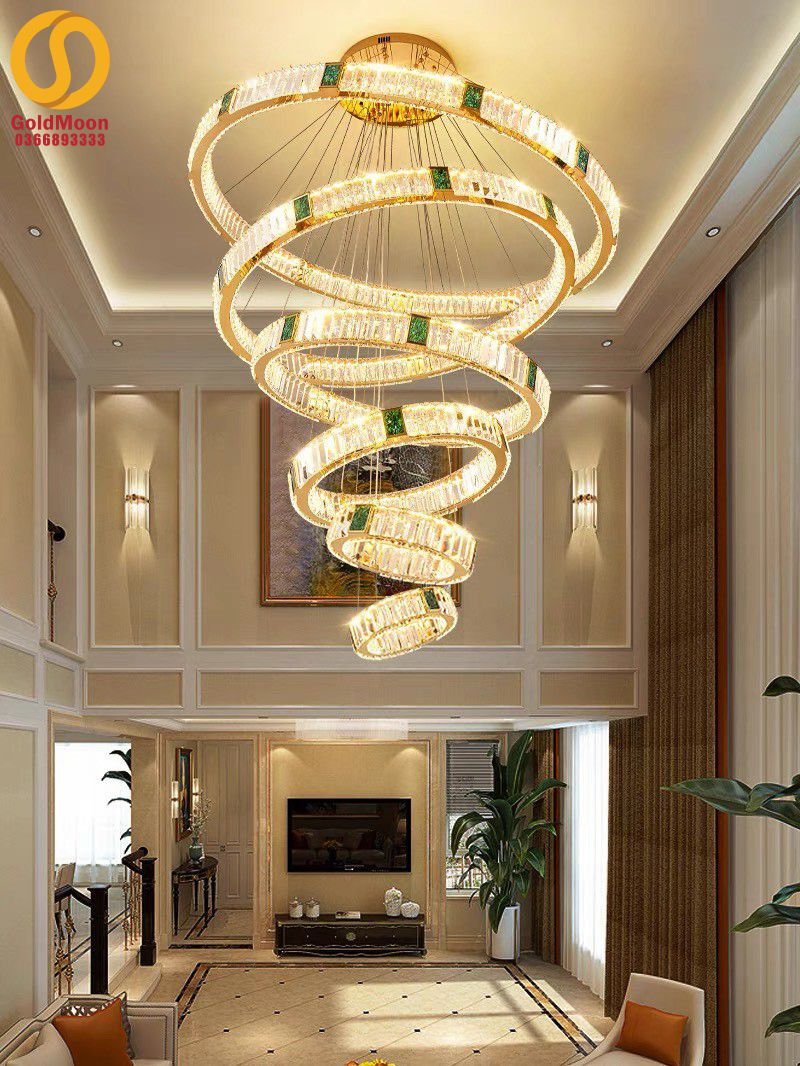 Đèn thả thông tầng pha lê 2